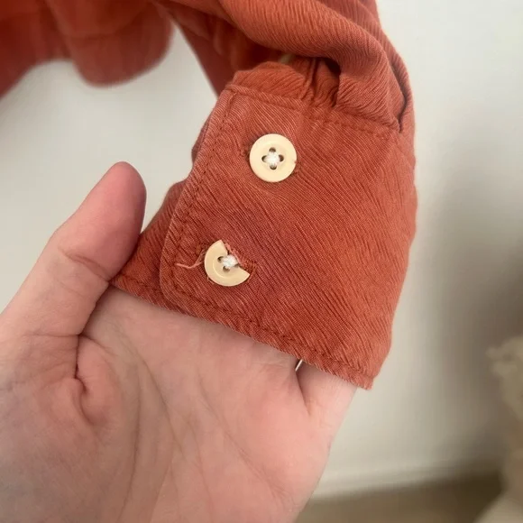 Madewell Lusterweave Hartfield Button Down Orange Blouse - Large - Picture 5 of 6